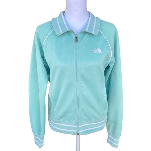 The North Face Full Zip Retro Track Jacket Mint White Size Large Varsity Stripes - Picture 1 of 13